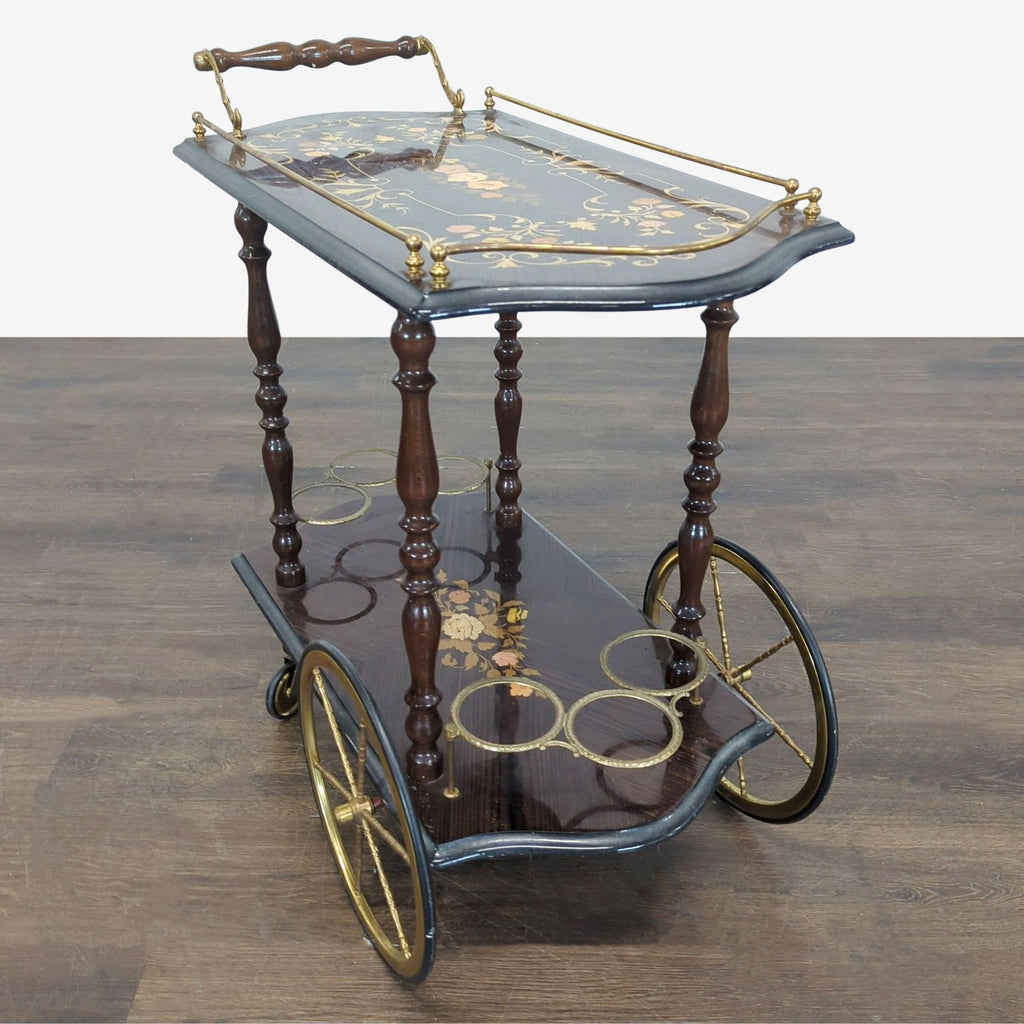 Wooden entertainment center with folding end table