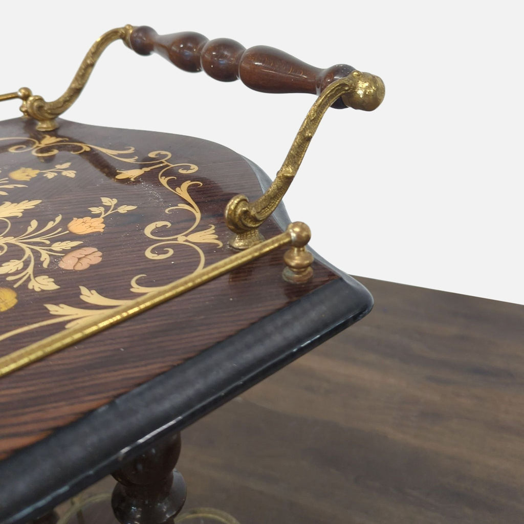 Wooden entertainment center with folding end table