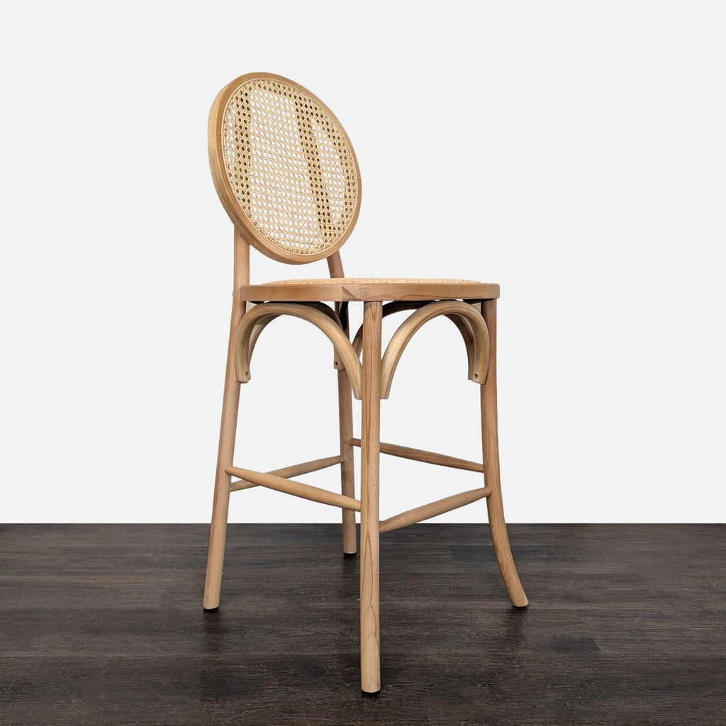 Bentwood and Rattan Round Back Bar Stool