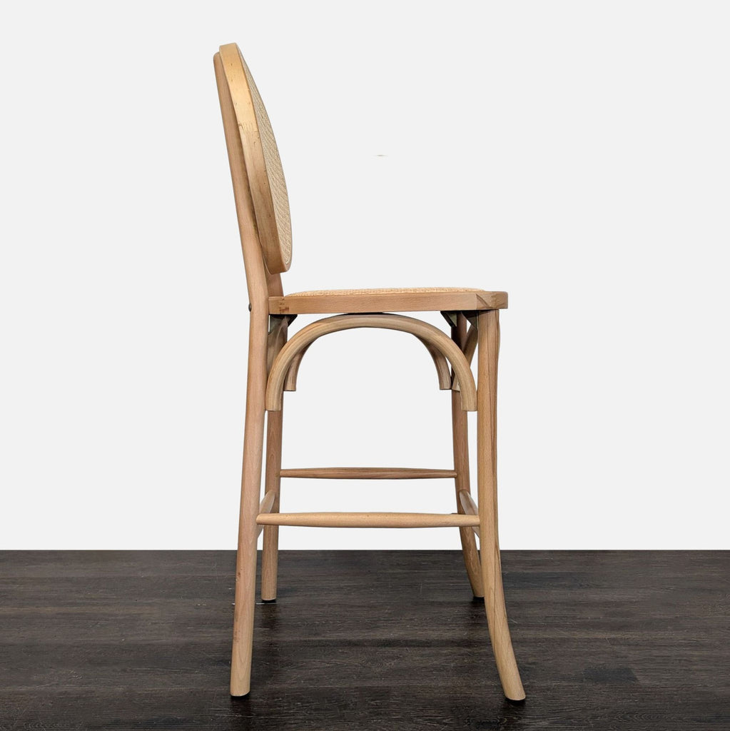 Bentwood and Rattan Round Back Bar Stool