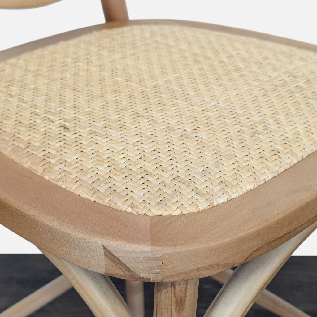 Bentwood and Rattan Round Back Bar Stool