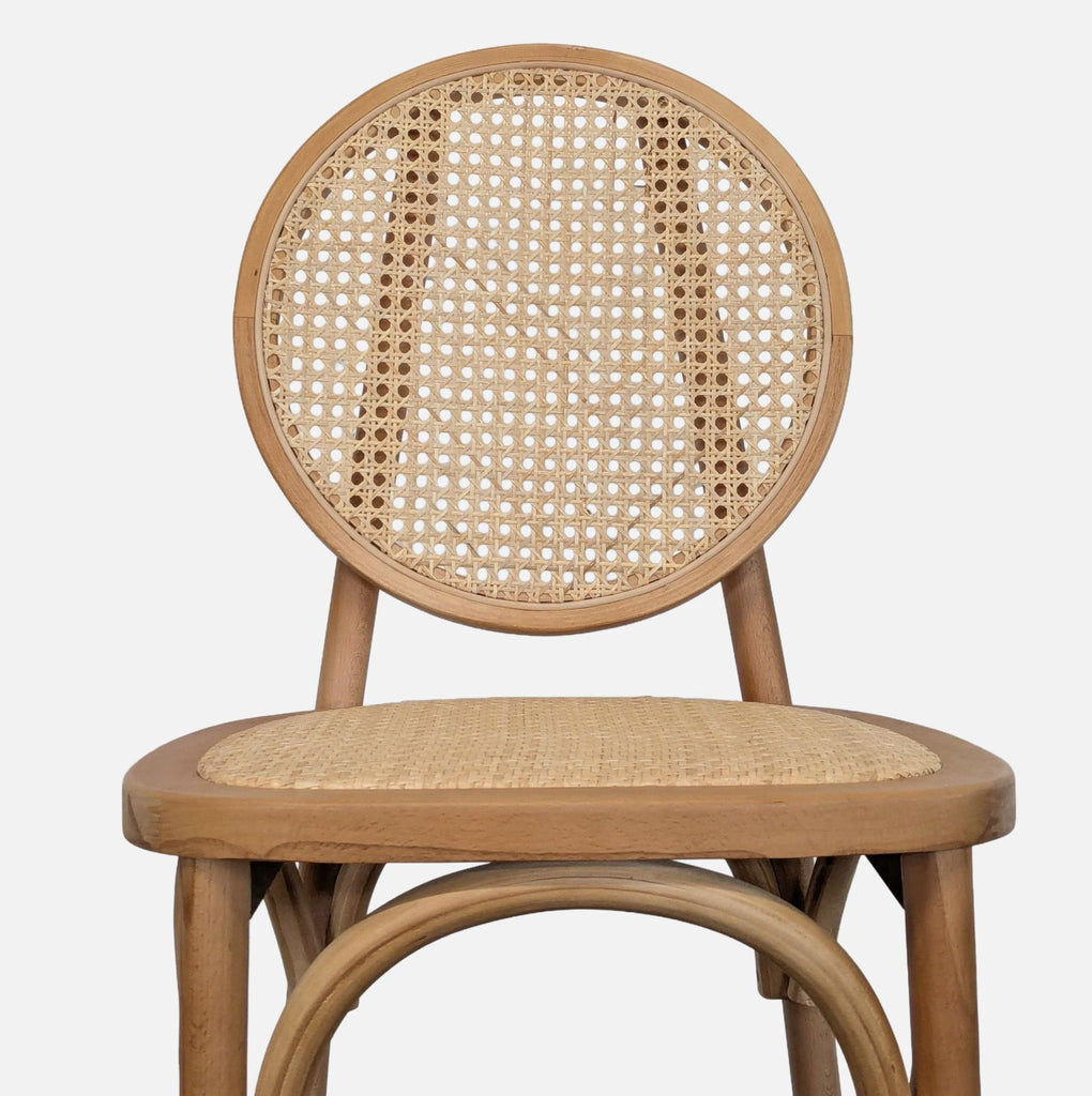 Bentwood and Rattan Round Back Bar Stool