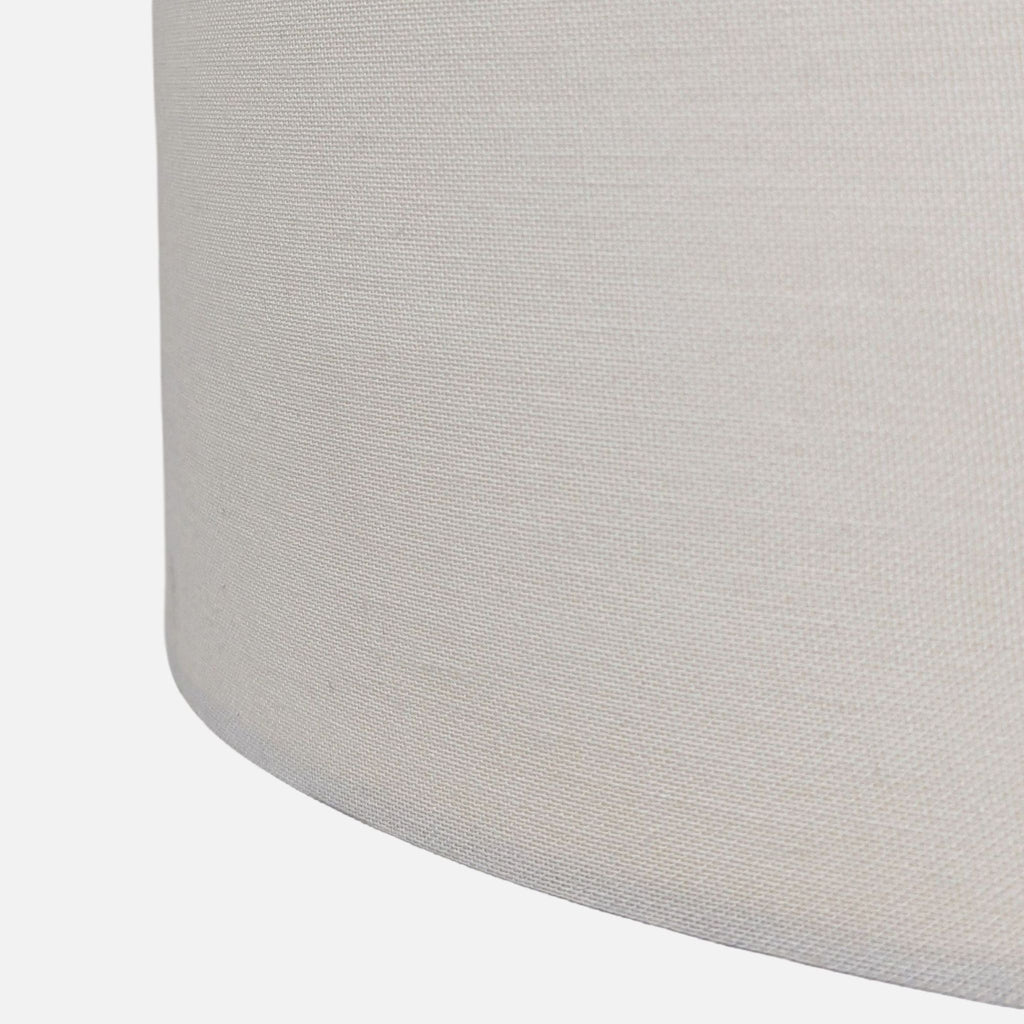 Modern Black Floor Lamp with White Drum Shade and Linked Ring Design
