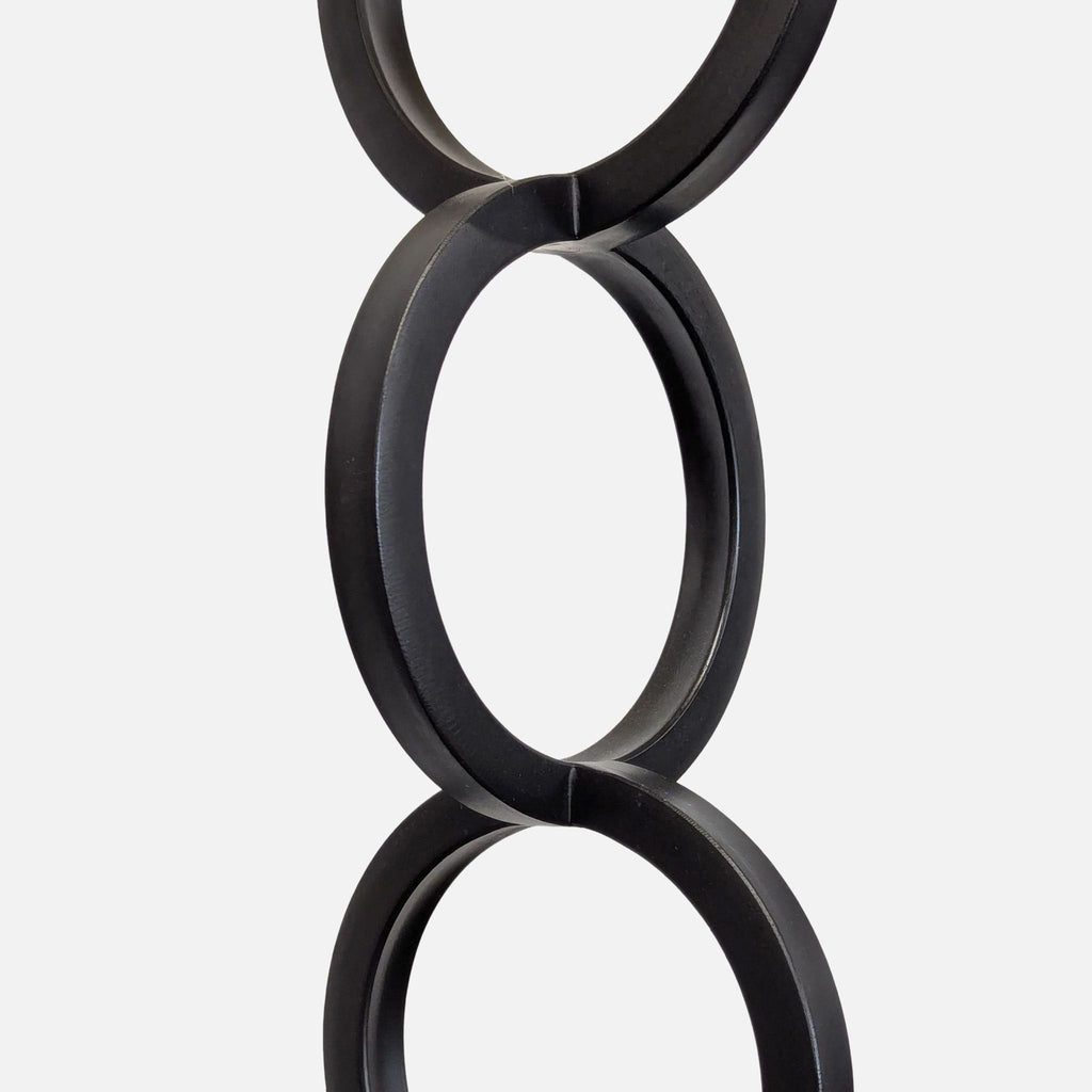 Modern Black Floor Lamp with White Drum Shade and Linked Ring Design