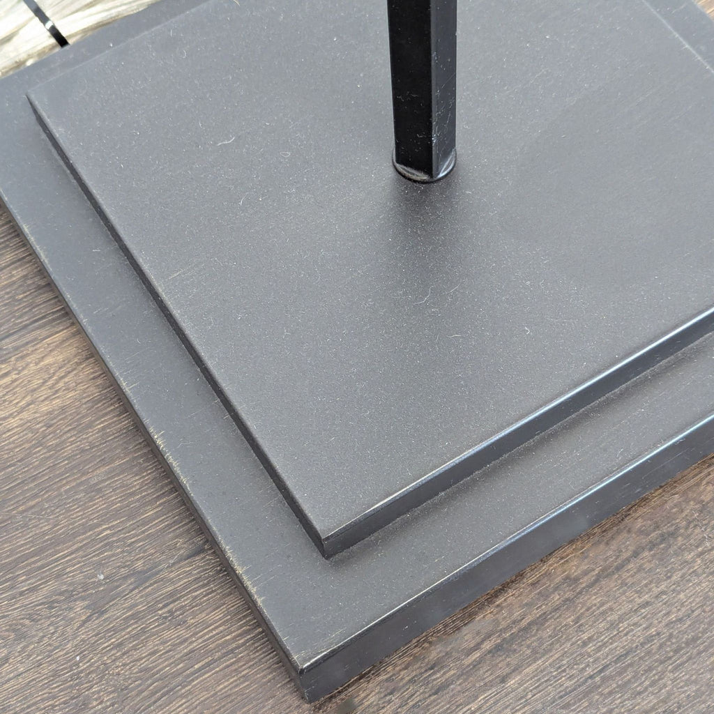Modern Black Floor Lamp with White Drum Shade and Linked Ring Design