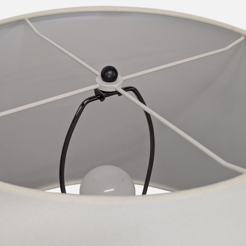 Classic Black Metal Floor Lamp with White Shade- Non Working
