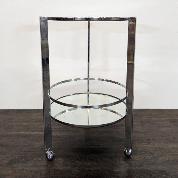 Metal and Glass Compact Bar Cart on Castors