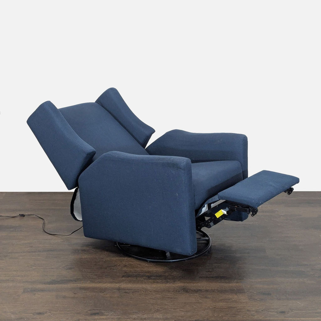 Babyletto Kiwi Navy Blue Wingback Recliner Chair
