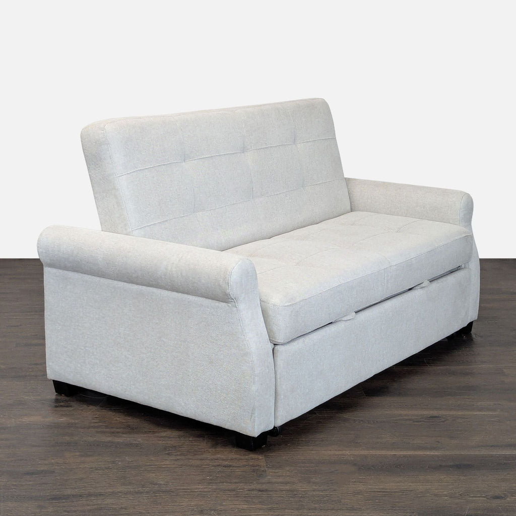 Tufted sleeper sofa by Lifestyle Solutions, ideal for small spaces, combines style with seating and sleeping function.