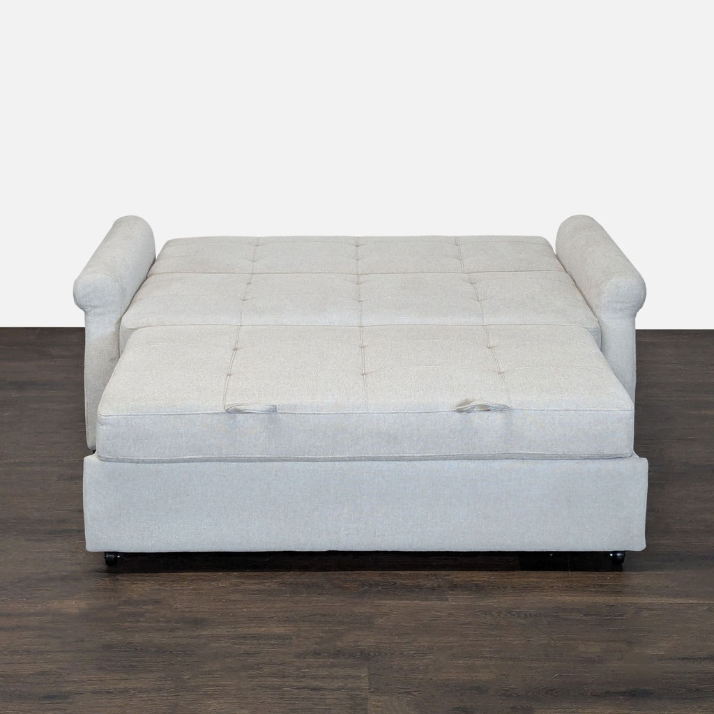 Lifestyle Solutions sleeper sofa, featuring a sleek tufted look, doubles as a comfortable bed for guests.