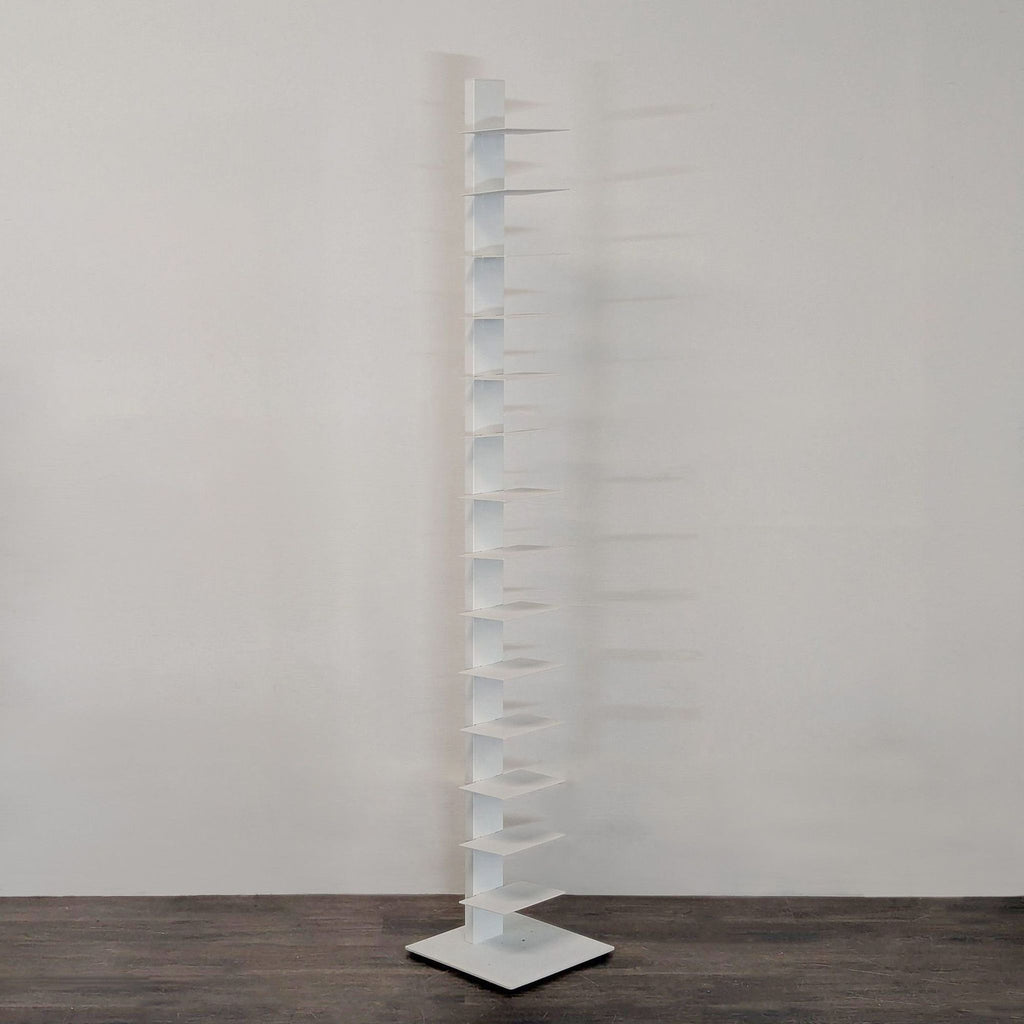 Bruno Rainaldi Sapiens Modern Vertical White Bookshelf – Space-Saving Book Tower