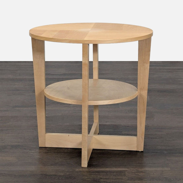 Ikea end table made of birch veneer with a simple, modern design.  