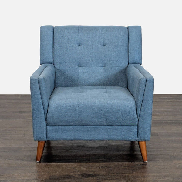 Noble House Candace Home Blue Lounge Armchair with Wood Legs