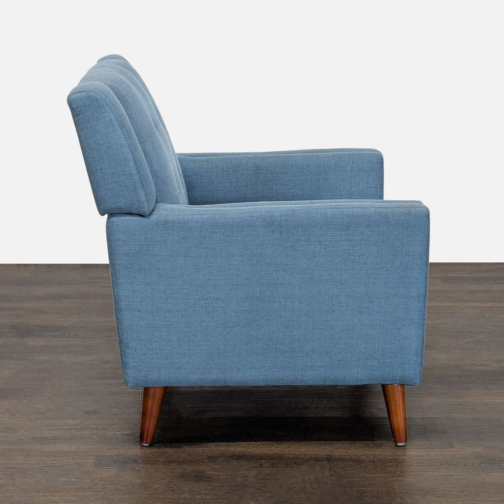 Noble House Candace Home Blue Lounge Armchair with Wood Legs