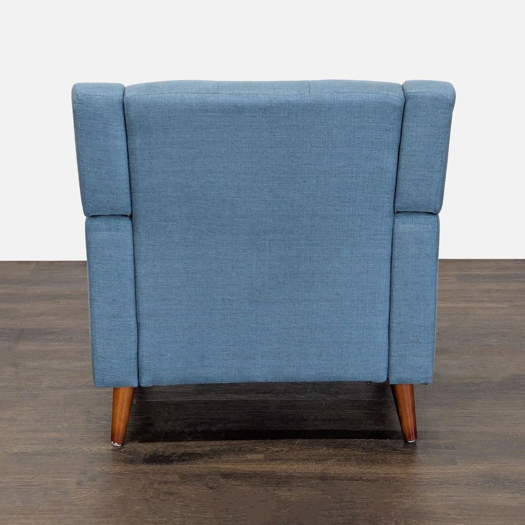 Noble House Candace Home Blue Lounge Armchair with Wood Legs