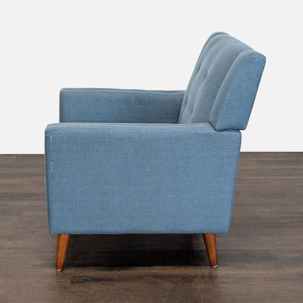 Noble House Candace Home Blue Lounge Armchair with Wood Legs