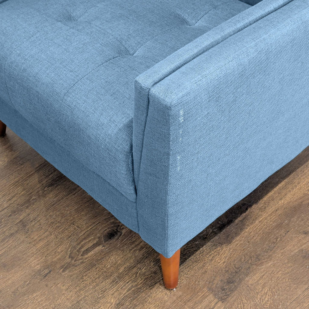Noble House Candace Home Blue Lounge Armchair with Wood Legs