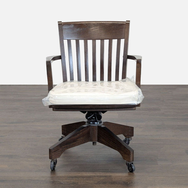 Pottery Barn Americana Series Wooden Office Chair with Cushion and Wheels