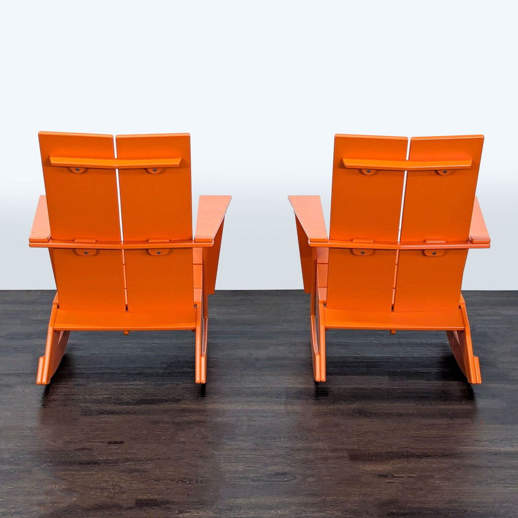 Room & Board Emmet Orange Outdoor Rocking Chair Pair and Table Set