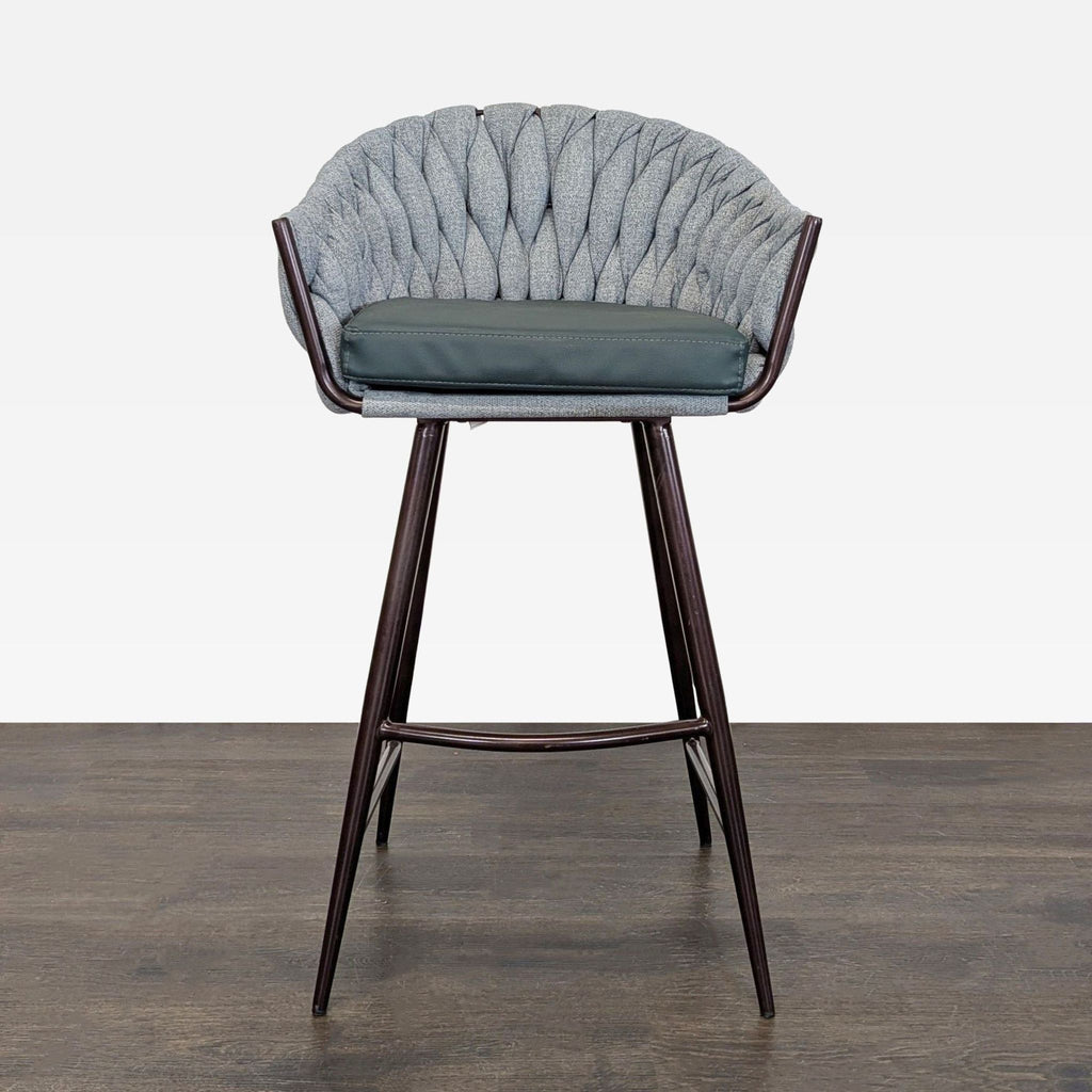 Textured Bar Stool on Metal Frame with Contrasting Cushion