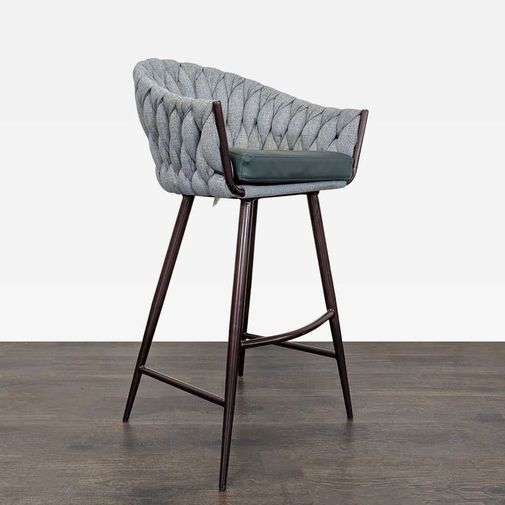 Textured Bar Stool on Metal Frame with Contrasting Cushion