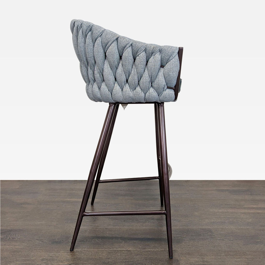 Textured Bar Stool on Metal Frame with Contrasting Cushion