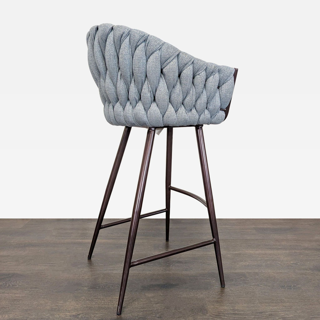 Textured Bar Stool on Metal Frame with Contrasting Cushion
