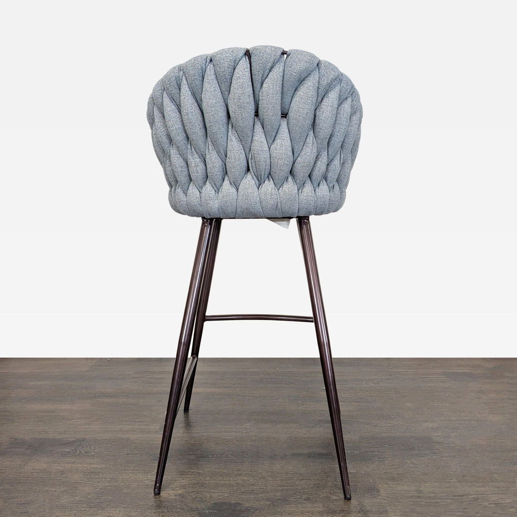 Textured Bar Stool on Metal Frame with Contrasting Cushion