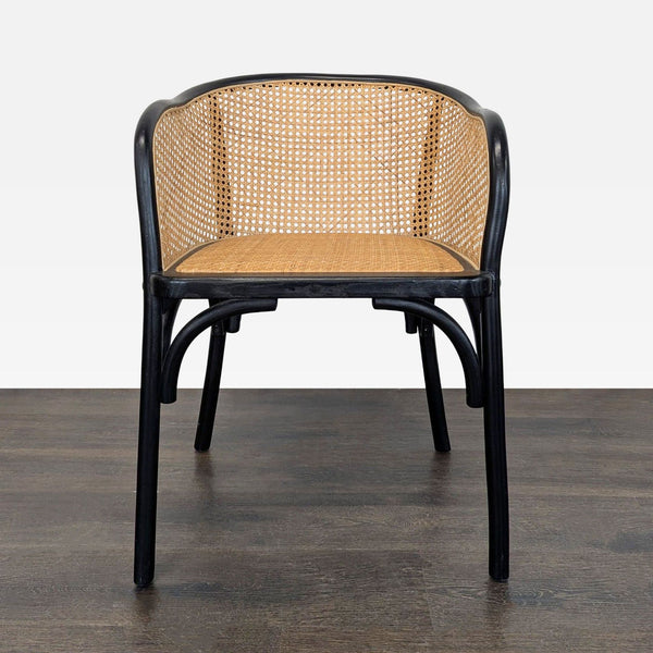 Pottery Barn dining chair with a solid beech wood frame and natural rattan seat pad.  