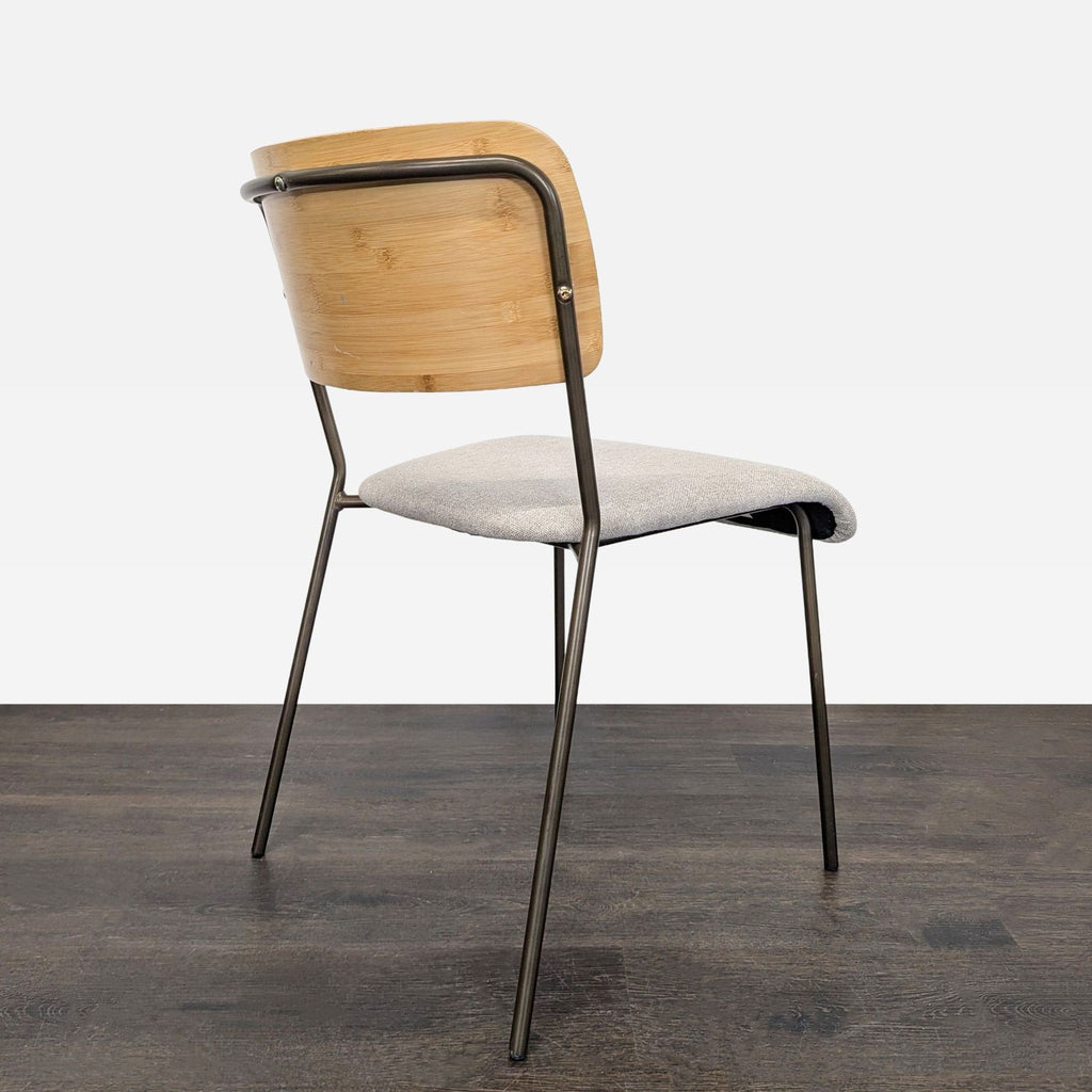 Metal Dining Chair with Wood Backrest and Upholstered Seat