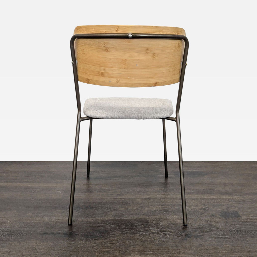 Metal Dining Chair with Wood Backrest and Upholstered Seat