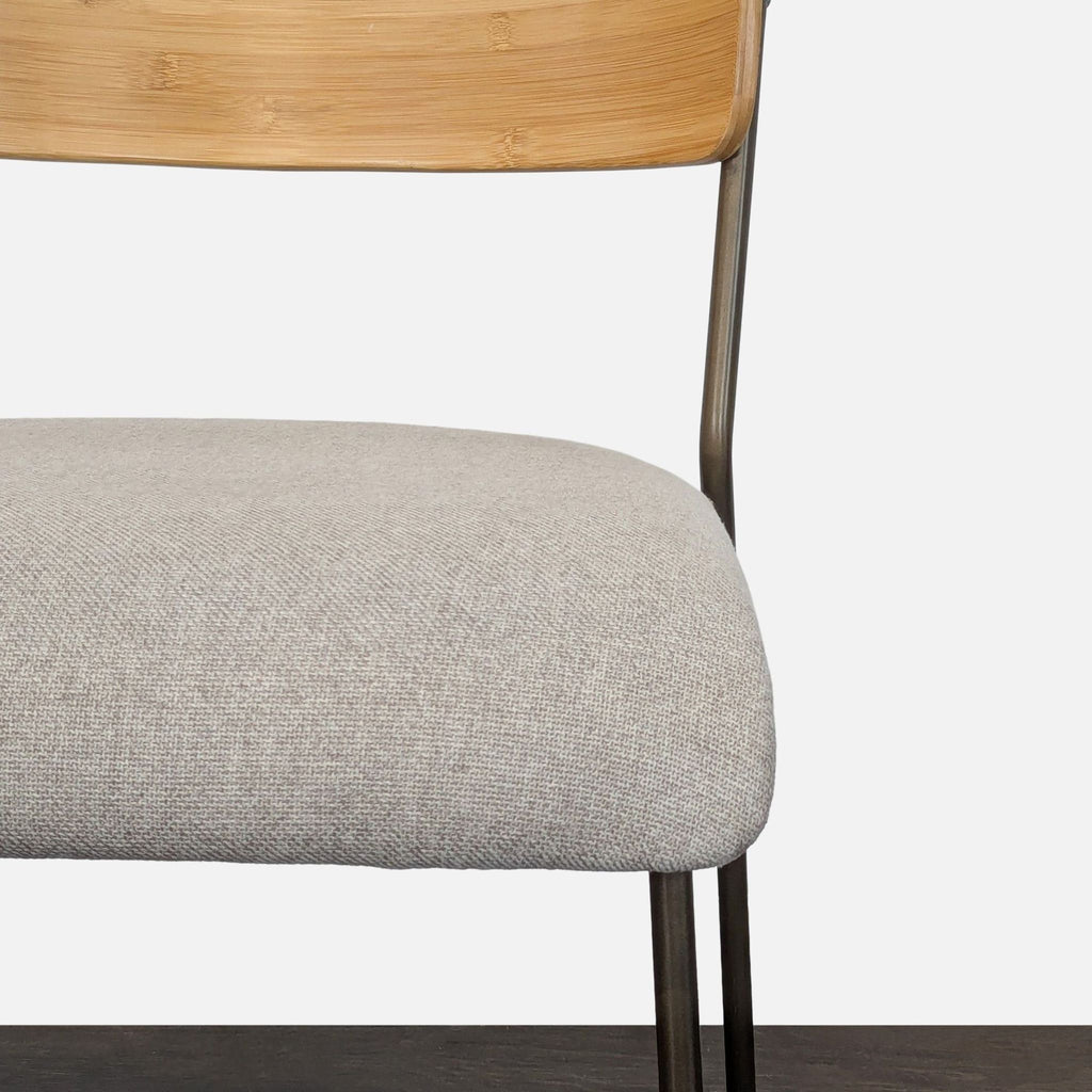 Metal Dining Chair with Wood Backrest and Upholstered Seat