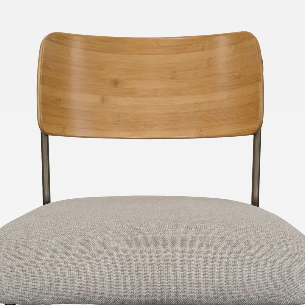Metal Dining Chair with Wood Backrest and Upholstered Seat