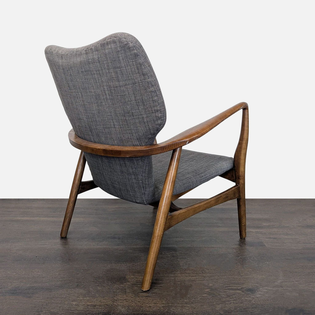 Mid-Century Modern Lounge Chair with Wooden Frame and Grey Upholstery