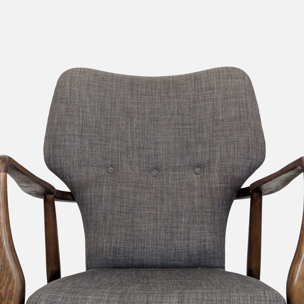 Mid-Century Modern Lounge Chair with Wooden Frame and Grey Upholstery - Accepted Offer (10.00% discount)