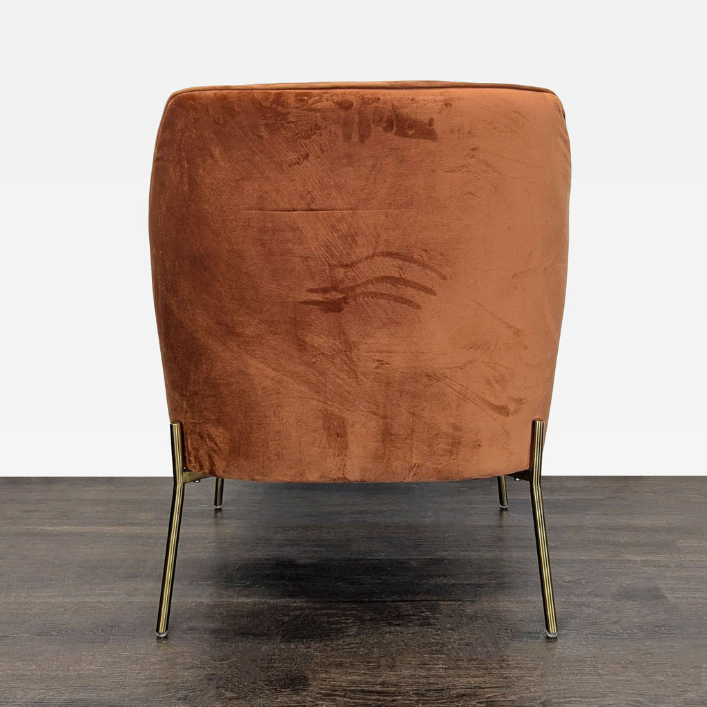 New Pacific Direct Modern Lounge Chair with Brass Legs, Rust Velvet