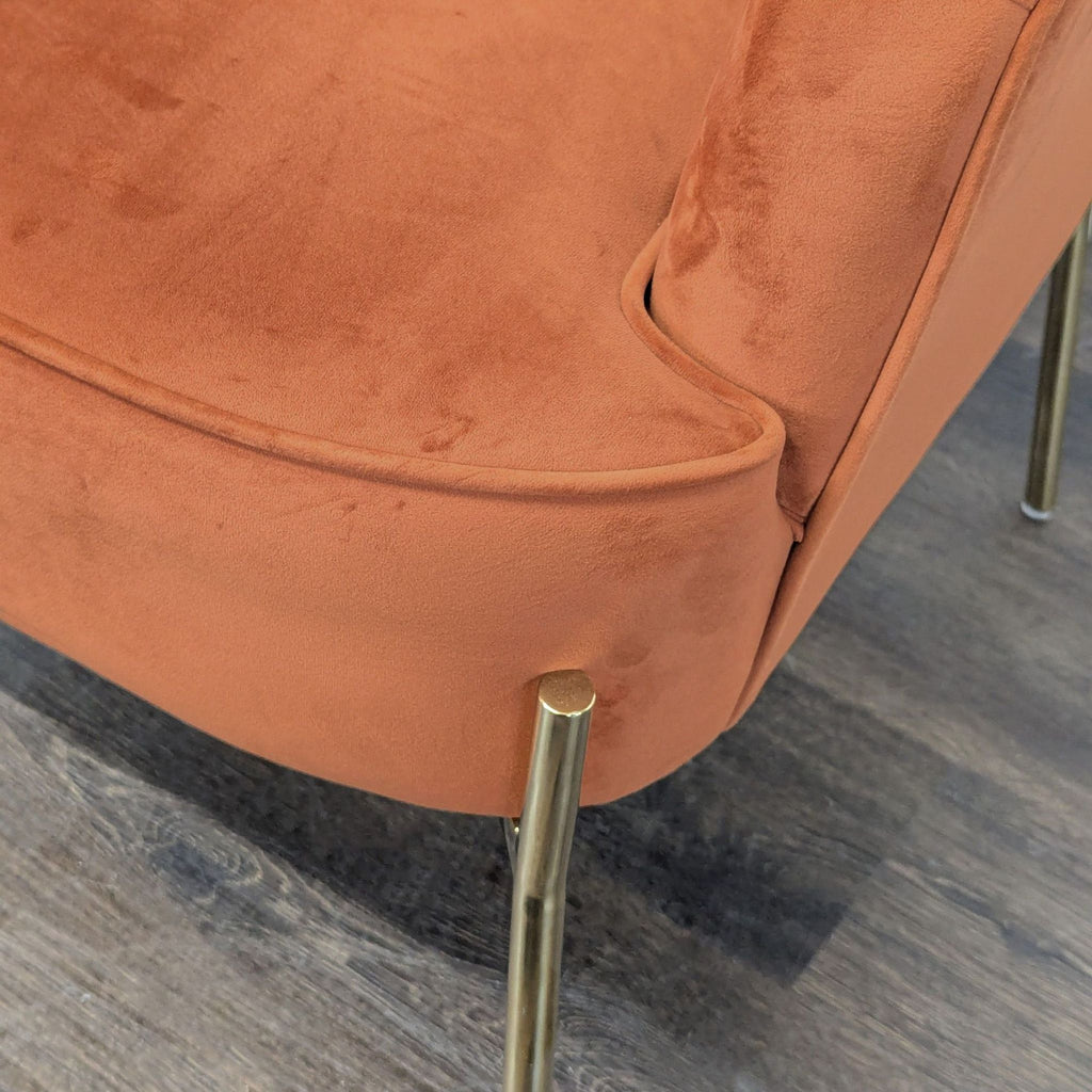 New Pacific Direct Modern Lounge Chair with Brass Legs, Rust Velvet