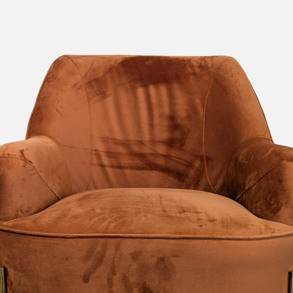 New Pacific Direct Modern Lounge Chair with Brass Legs, Rust Velvet
