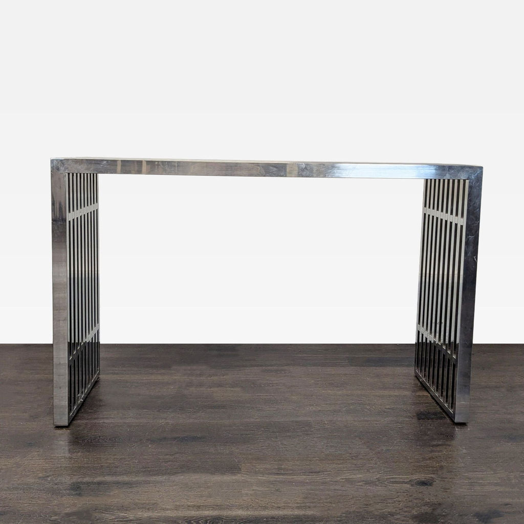 Sleek stainless-steel side table by Modway, featuring linear and tubular elements, ideal for modern interiors.