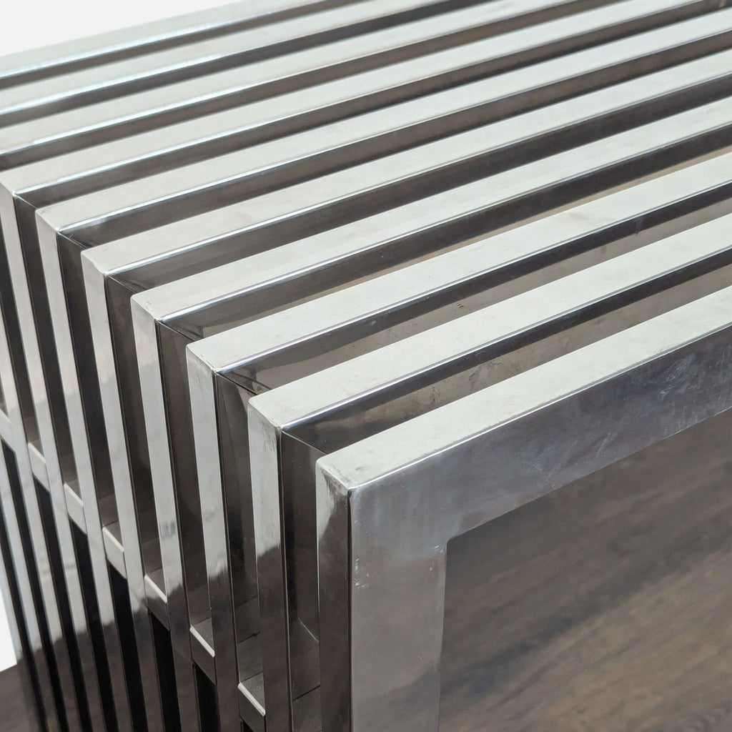 Modern console table from Modway with a stainless tubular design and clean, linear lines for a striking look.