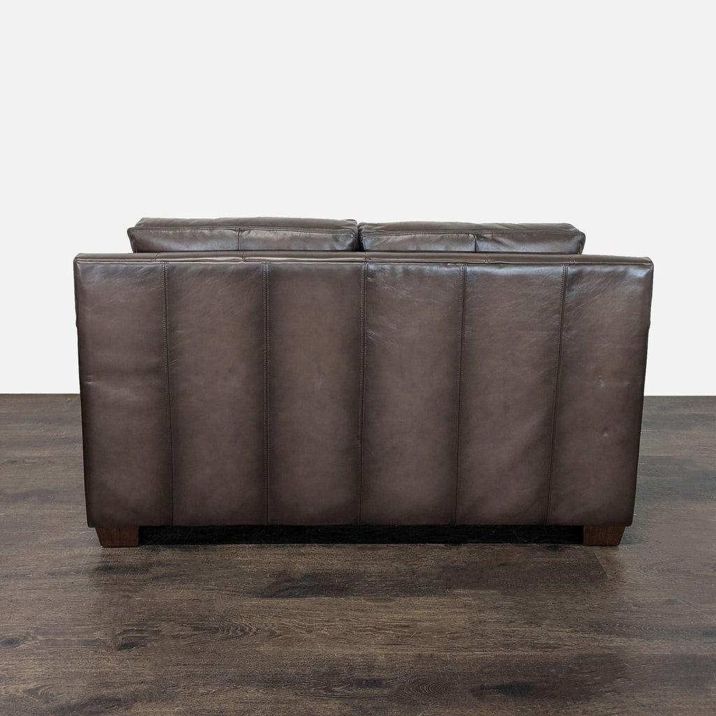 Pottery Barn Brown Leather Loveseat - Modern and Comfortable