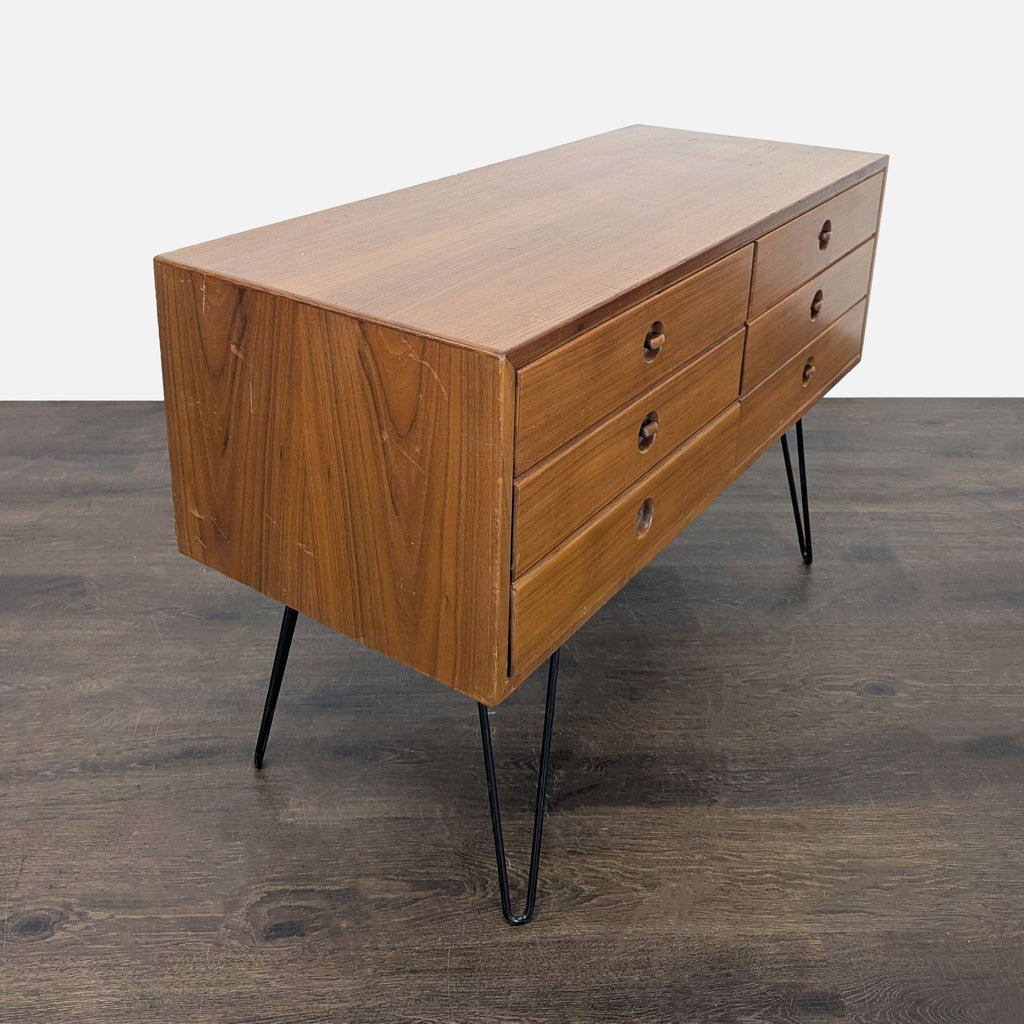 Mid-Century Modern 6-Drawer Dresser with Hairpin Legs
