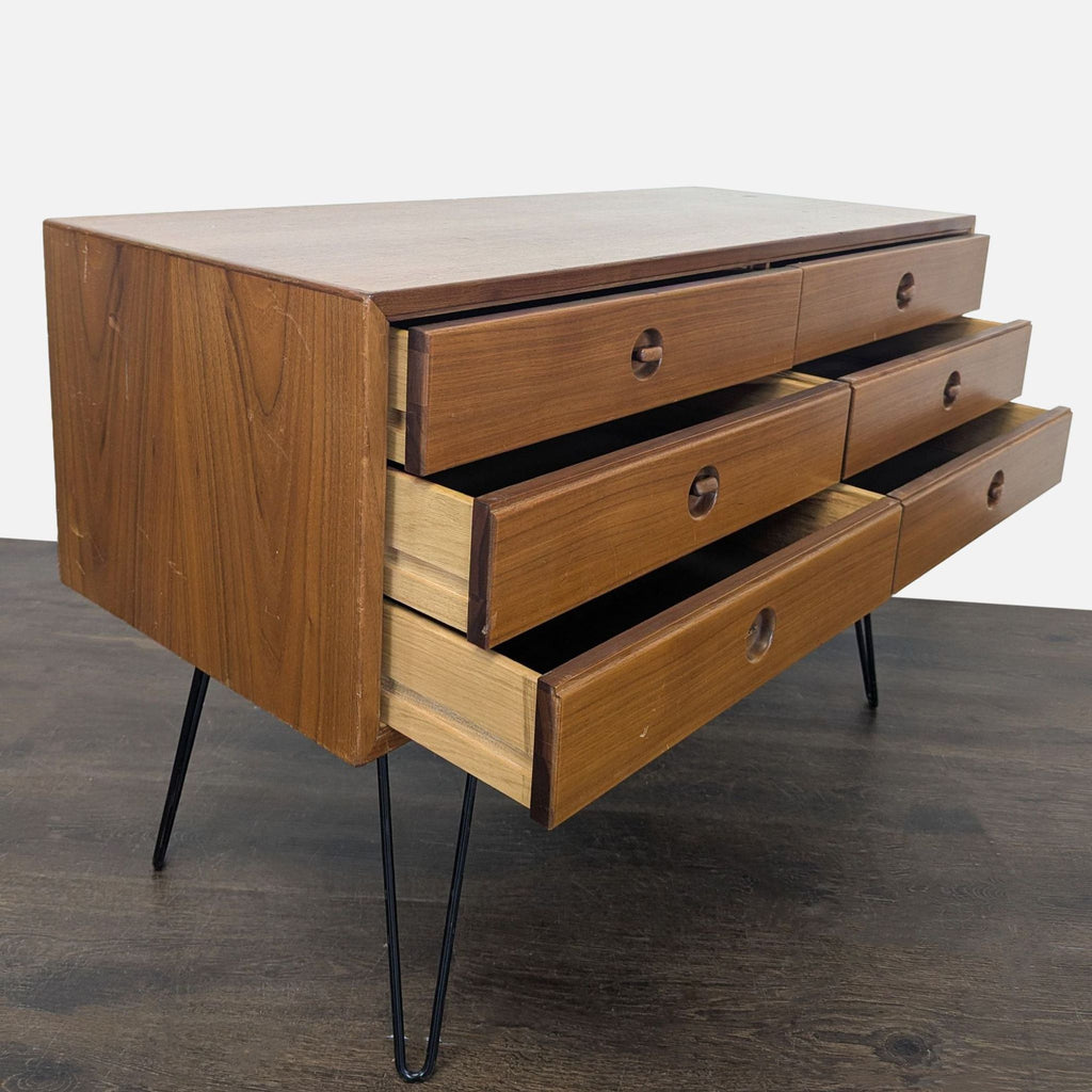 Mid-Century Modern 6-Drawer Dresser with Hairpin Legs