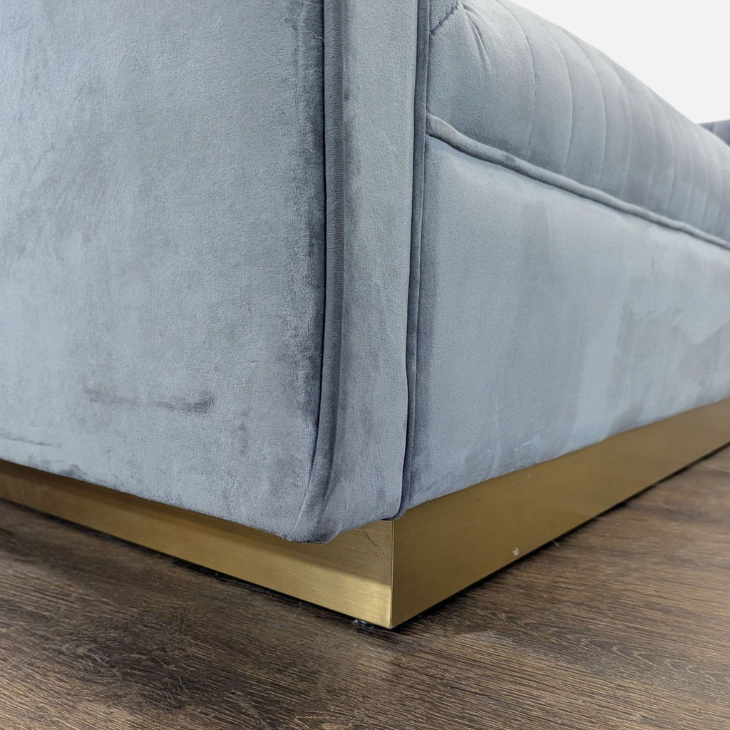 Modway Sanguine 3-Seat Sofa in Gray Velvet with Gold Base