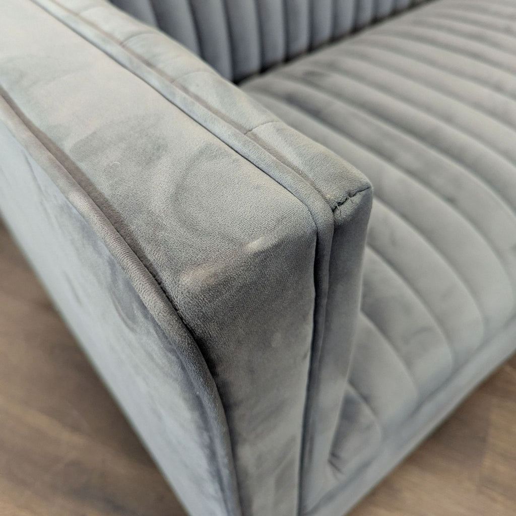 Modway Sanguine 3-Seat Sofa in Gray Velvet with Gold Base