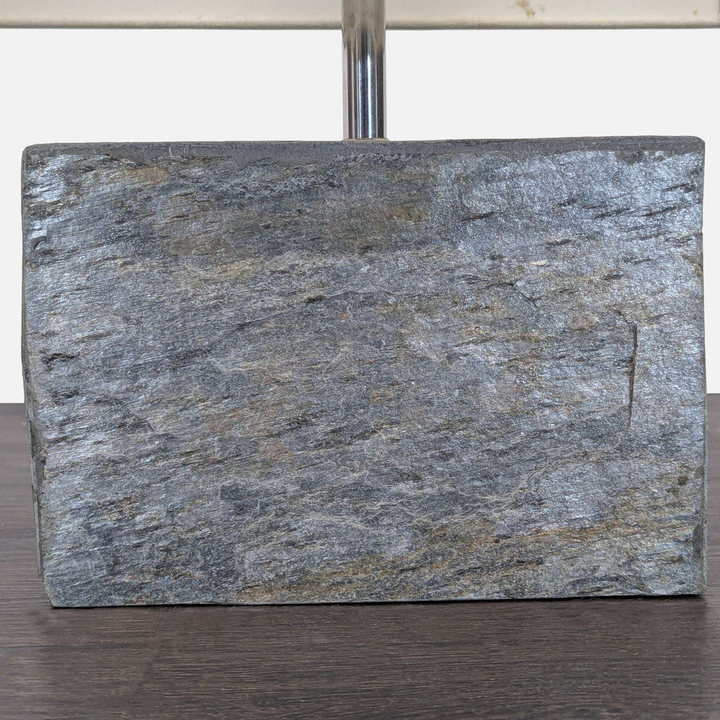 Modern Table Lamp with Stone Base and Rectangular Fabric Shade