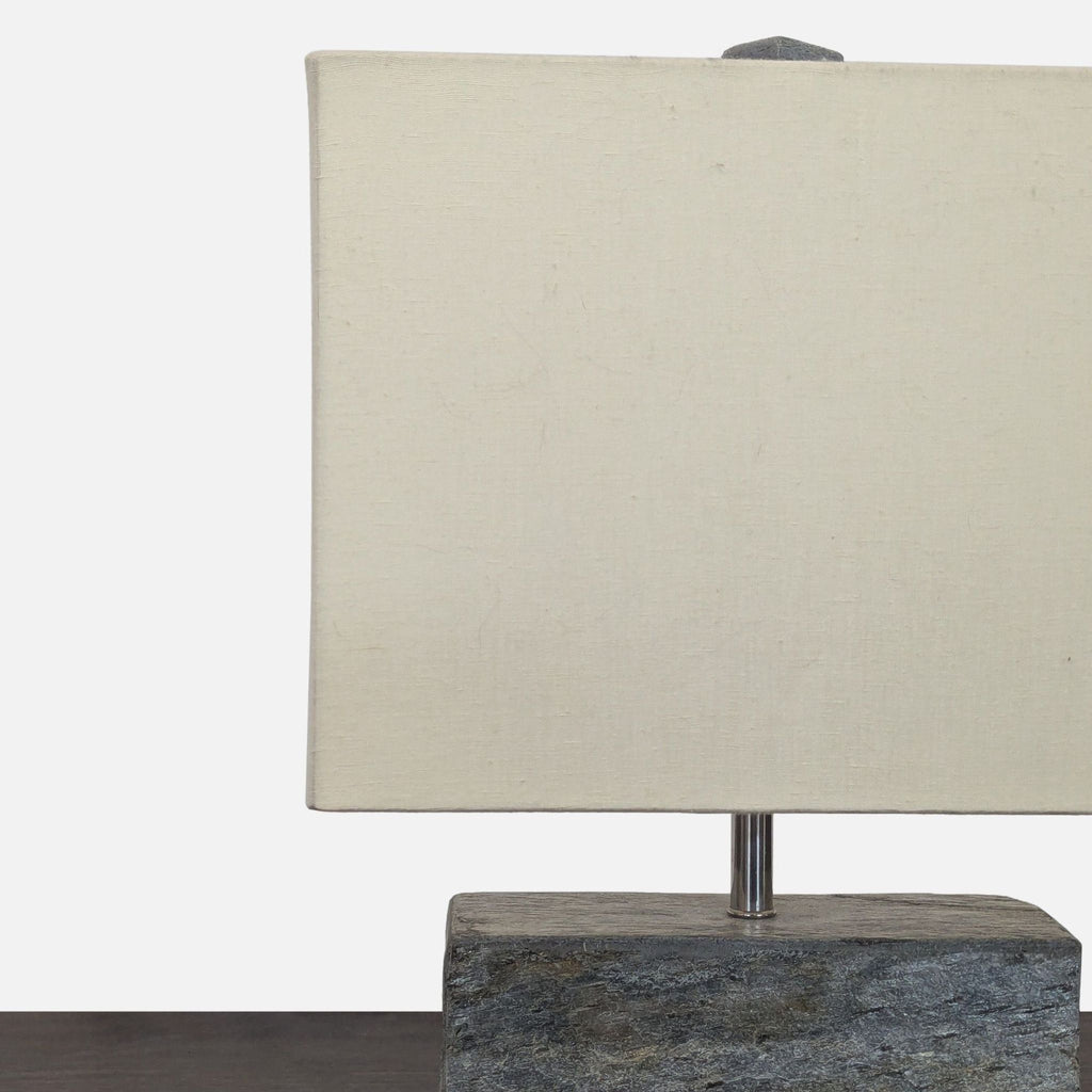 Modern Table Lamp with Stone Base and Rectangular Fabric Shade