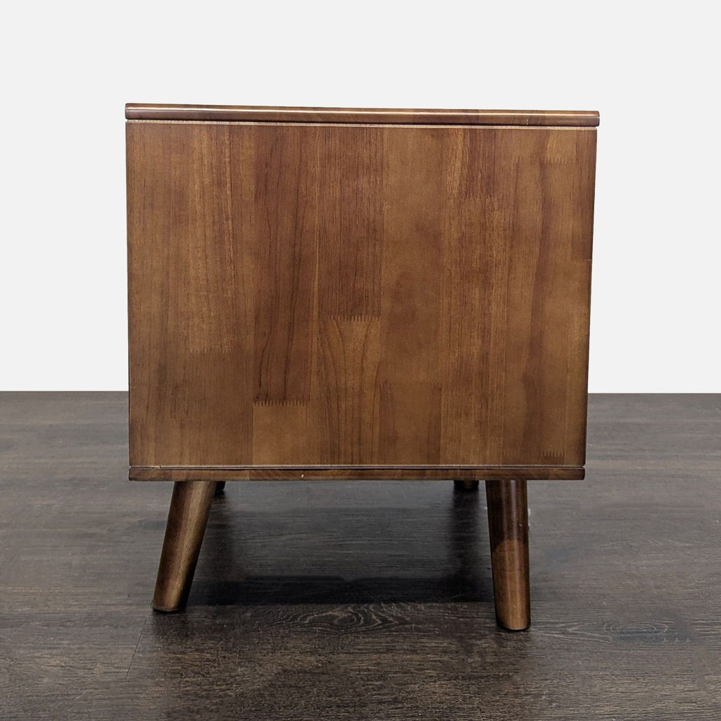 Two Drawer Mid-Century Modern Wood Nightstand