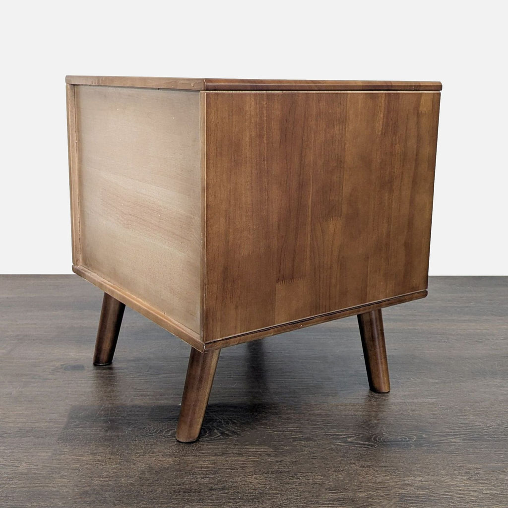Two Drawer Mid-Century Modern Wood Nightstand