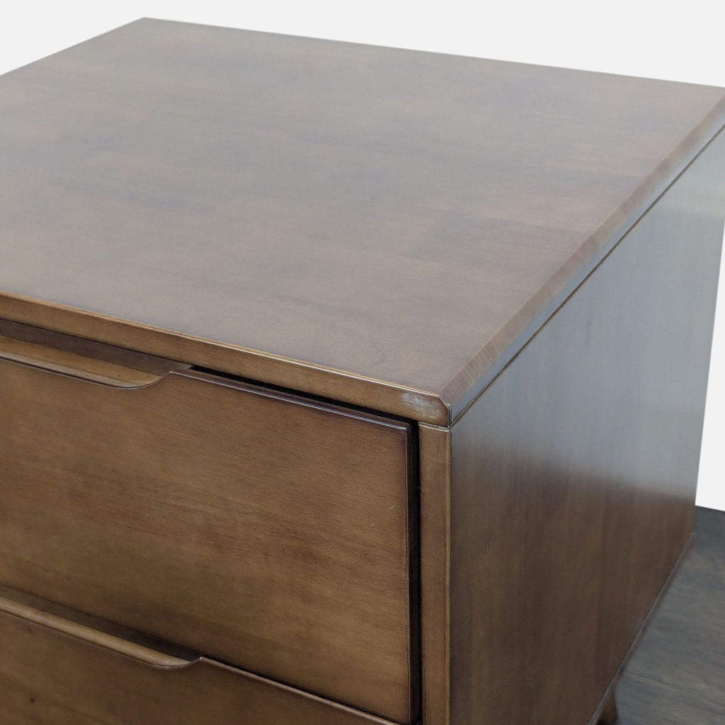 Two Drawer Mid-Century Modern Wood Nightstand